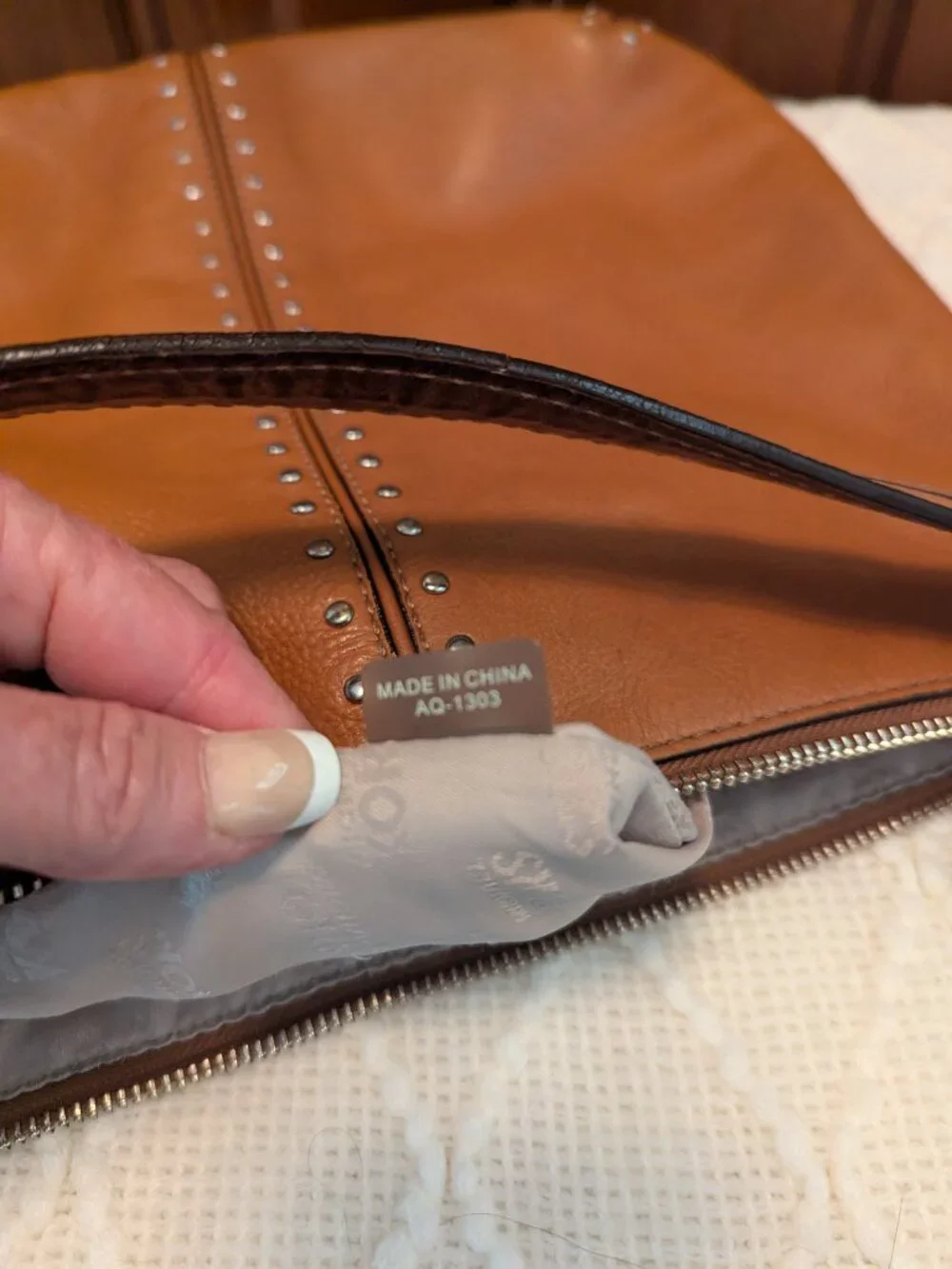 Michael Michael Kors Tan Studded Leather Hobo Bag